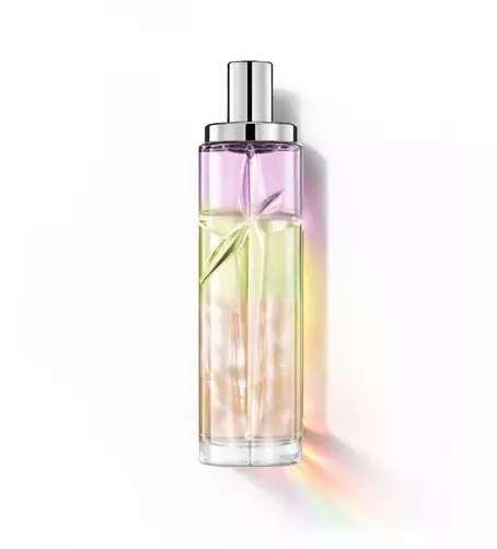 Yummy Swirl : grand flacon présentant un dégradé de violet, de vert et d’orange sur fond blanc.