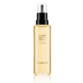 Flacon rechargeable du parfum Alien Goddess avec pompe noire sur fond blanc