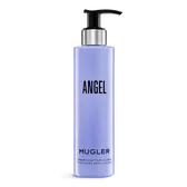 Flacon de lait pour le corps parfumé Angel de Mugler sur fond gris clair
