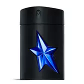 Mugler A*Men Stellar Eau de Toilette in black cylindrical bottle with electric blue star on white background