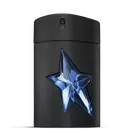 Flacon A*Men de Mugler noir avec étoile bleu sur fond gris clair